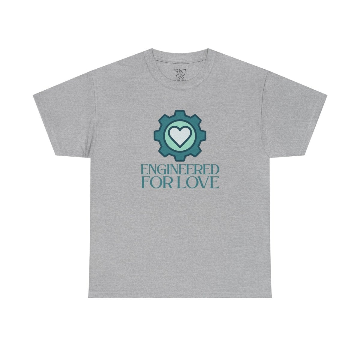 "Engineered for Love" Unisex Heavy Cotton Tee, Gift for Him/Her, Valentine's Day Shirt, Casual Wear CW - 1 Teal - AI Tee Hero