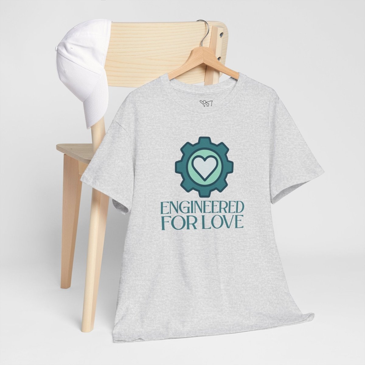 "Engineered for Love" Unisex Heavy Cotton Tee, Gift for Him/Her, Valentine's Day Shirt, Casual Wear CW - 1 Teal - AI Tee Hero