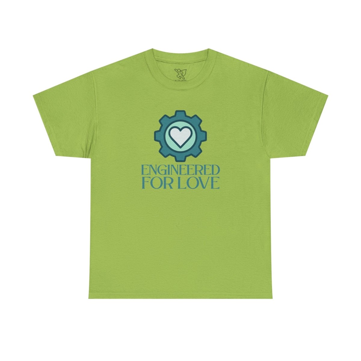 "Engineered for Love" Unisex Heavy Cotton Tee, Gift for Him/Her, Valentine's Day Shirt, Casual Wear CW - 1 Teal - AI Tee Hero