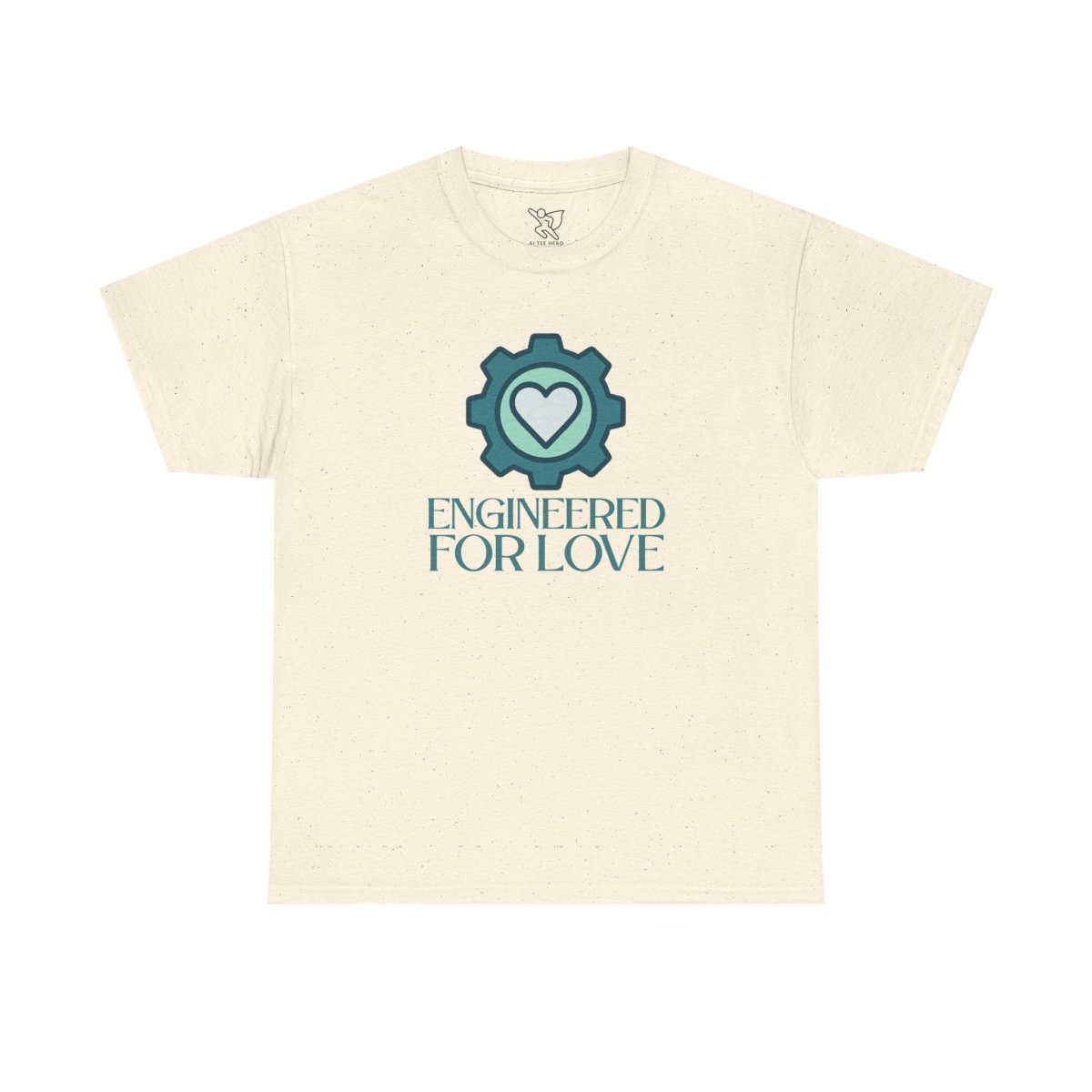 "Engineered for Love" Unisex Heavy Cotton Tee, Gift for Him/Her, Valentine's Day Shirt, Casual Wear CW - 1 Teal - AI Tee Hero