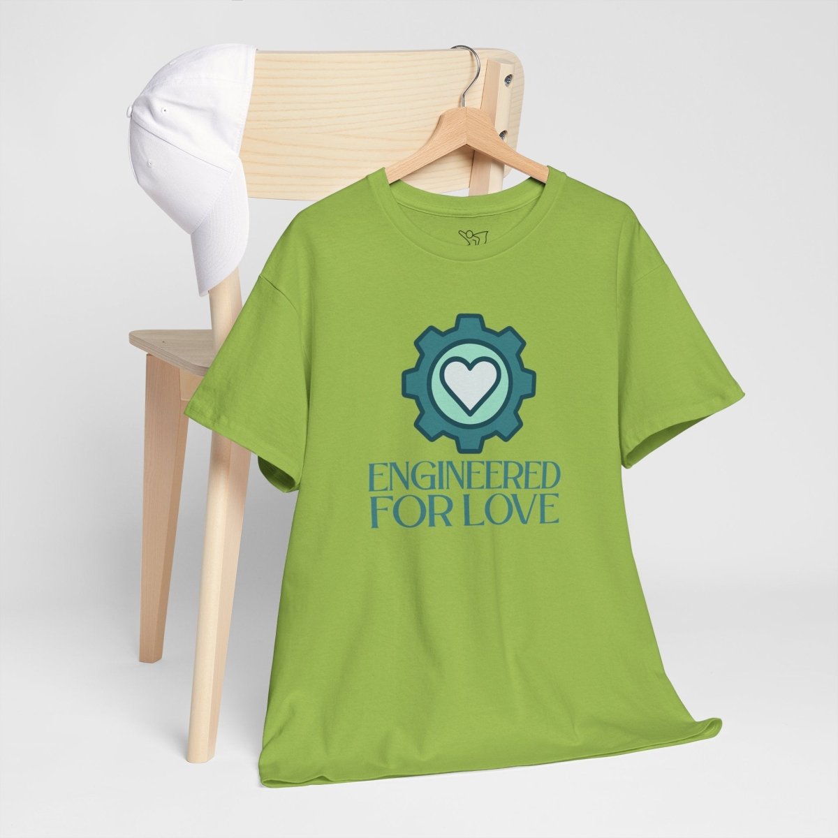 "Engineered for Love" Unisex Heavy Cotton Tee, Gift for Him/Her, Valentine's Day Shirt, Casual Wear CW - 1 Teal - AI Tee Hero