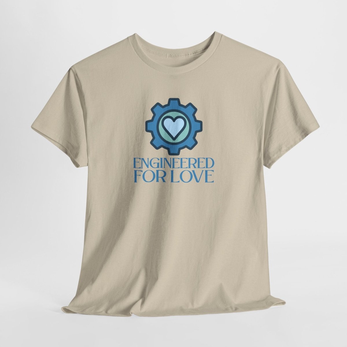 "Engineered for Love" Unisex Heavy Cotton Tee, Gift for Him/Her, Valentine's Day Shirt, Casual Wear CW - 2 Blue - AI Tee Hero
