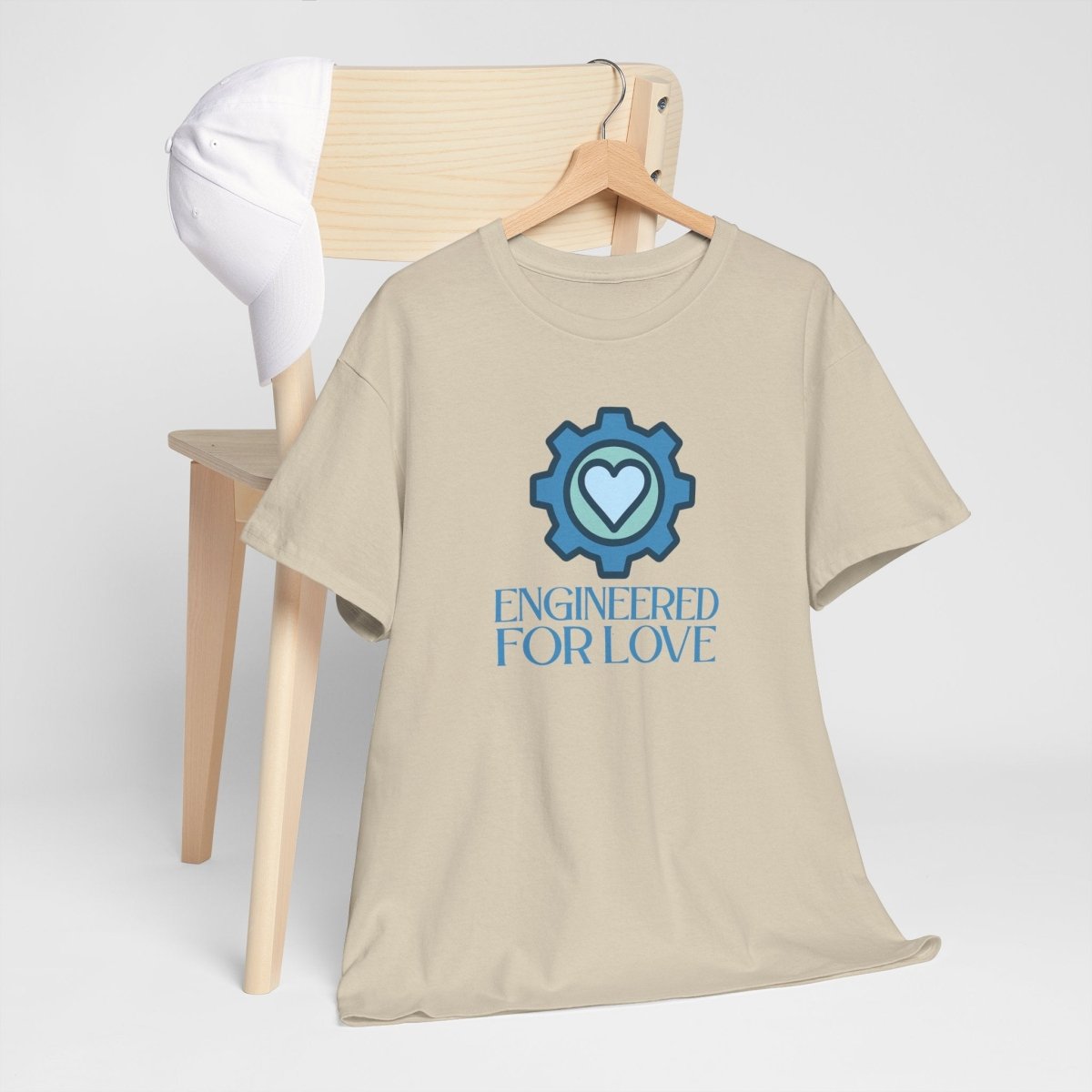 "Engineered for Love" Unisex Heavy Cotton Tee, Gift for Him/Her, Valentine's Day Shirt, Casual Wear CW - 2 Blue - AI Tee Hero