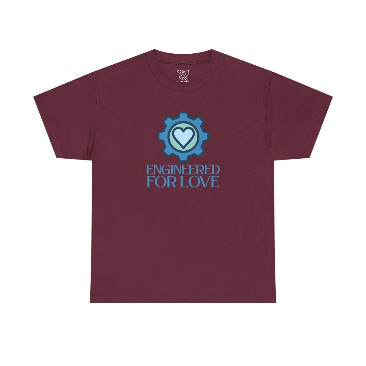 "Engineered for Love" Unisex Heavy Cotton Tee, Gift for Him/Her, Valentine's Day Shirt, Casual Wear CW - 2 Blue - AI Tee Hero