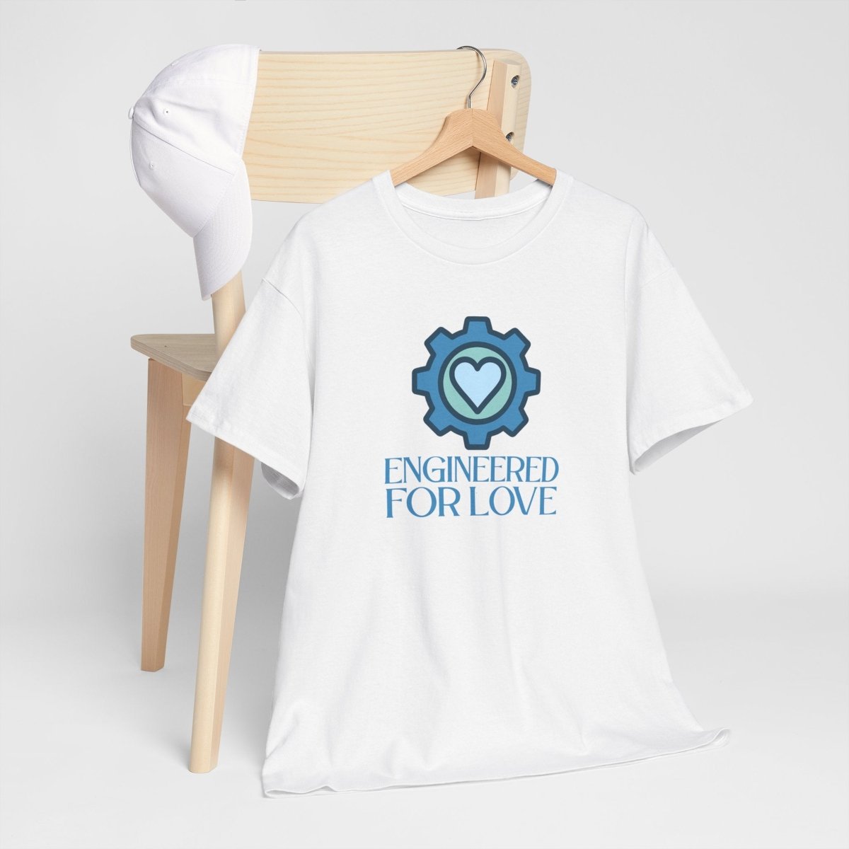 "Engineered for Love" Unisex Heavy Cotton Tee, Gift for Him/Her, Valentine's Day Shirt, Casual Wear CW - 2 Blue - AI Tee Hero