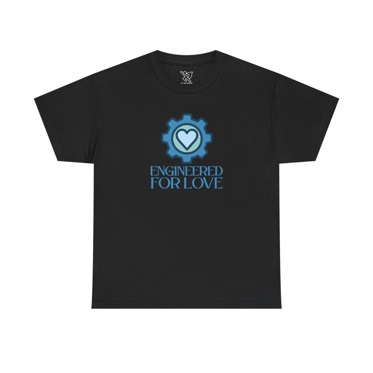 "Engineered for Love" Unisex Heavy Cotton Tee, Gift for Him/Her, Valentine's Day Shirt, Casual Wear CW - 2 Blue - AI Tee Hero