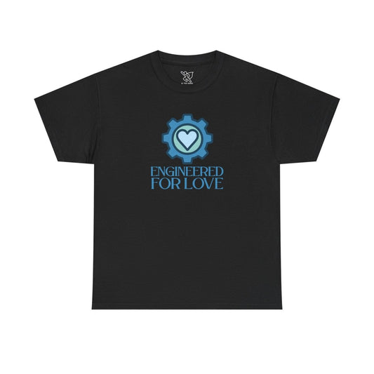 "Engineered for Love" Unisex Heavy Cotton Tee, Gift for Him/Her, Valentine's Day Shirt, Casual Wear CW - 2 Blue - AI Tee Hero