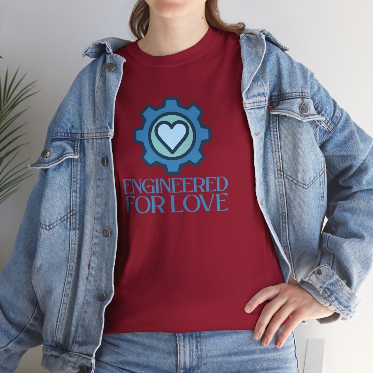 "Engineered for Love" Unisex Heavy Cotton Tee, Gift for Him/Her, Valentine's Day Shirt, Casual Wear CW - 2 Blue - AI Tee Hero