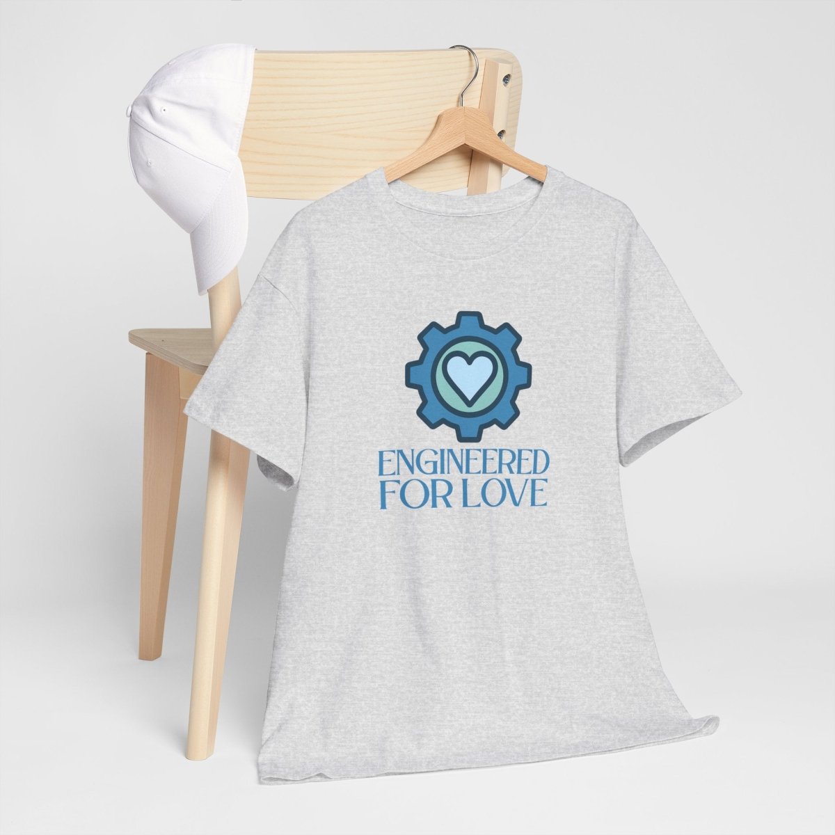 "Engineered for Love" Unisex Heavy Cotton Tee, Gift for Him/Her, Valentine's Day Shirt, Casual Wear CW - 2 Blue - AI Tee Hero