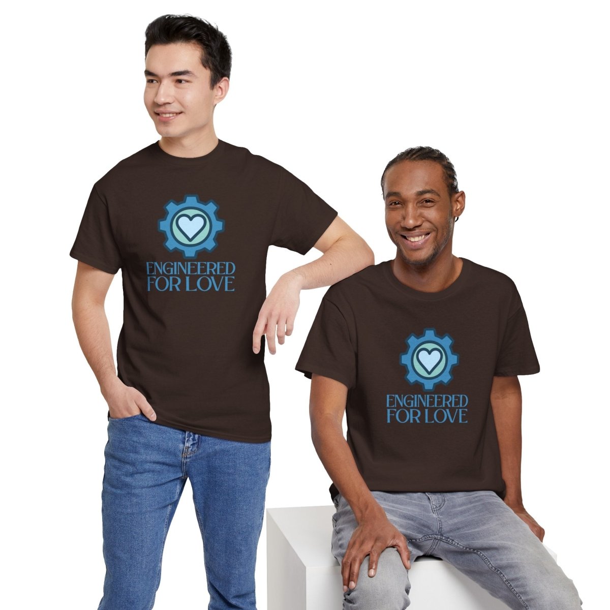 "Engineered for Love" Unisex Heavy Cotton Tee, Gift for Him/Her, Valentine's Day Shirt, Casual Wear CW - 2 Blue - AI Tee Hero