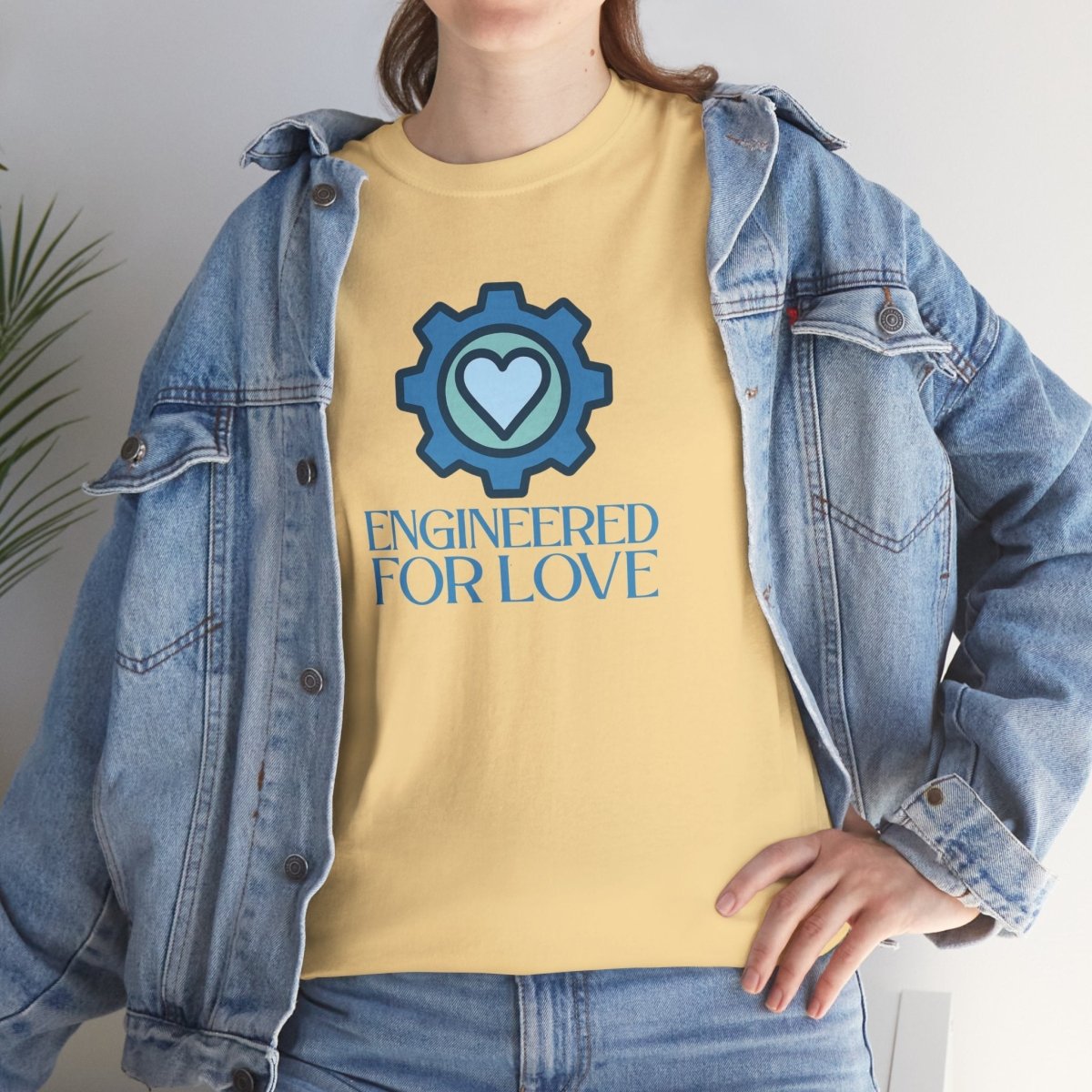 "Engineered for Love" Unisex Heavy Cotton Tee, Gift for Him/Her, Valentine's Day Shirt, Casual Wear CW - 2 Blue - AI Tee Hero