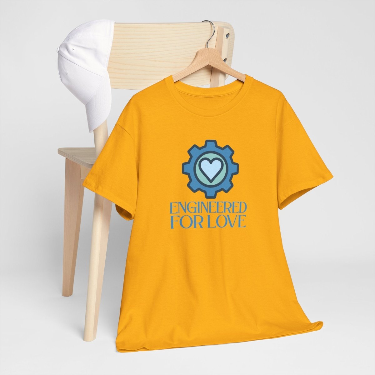 "Engineered for Love" Unisex Heavy Cotton Tee, Gift for Him/Her, Valentine's Day Shirt, Casual Wear CW - 2 Blue - AI Tee Hero
