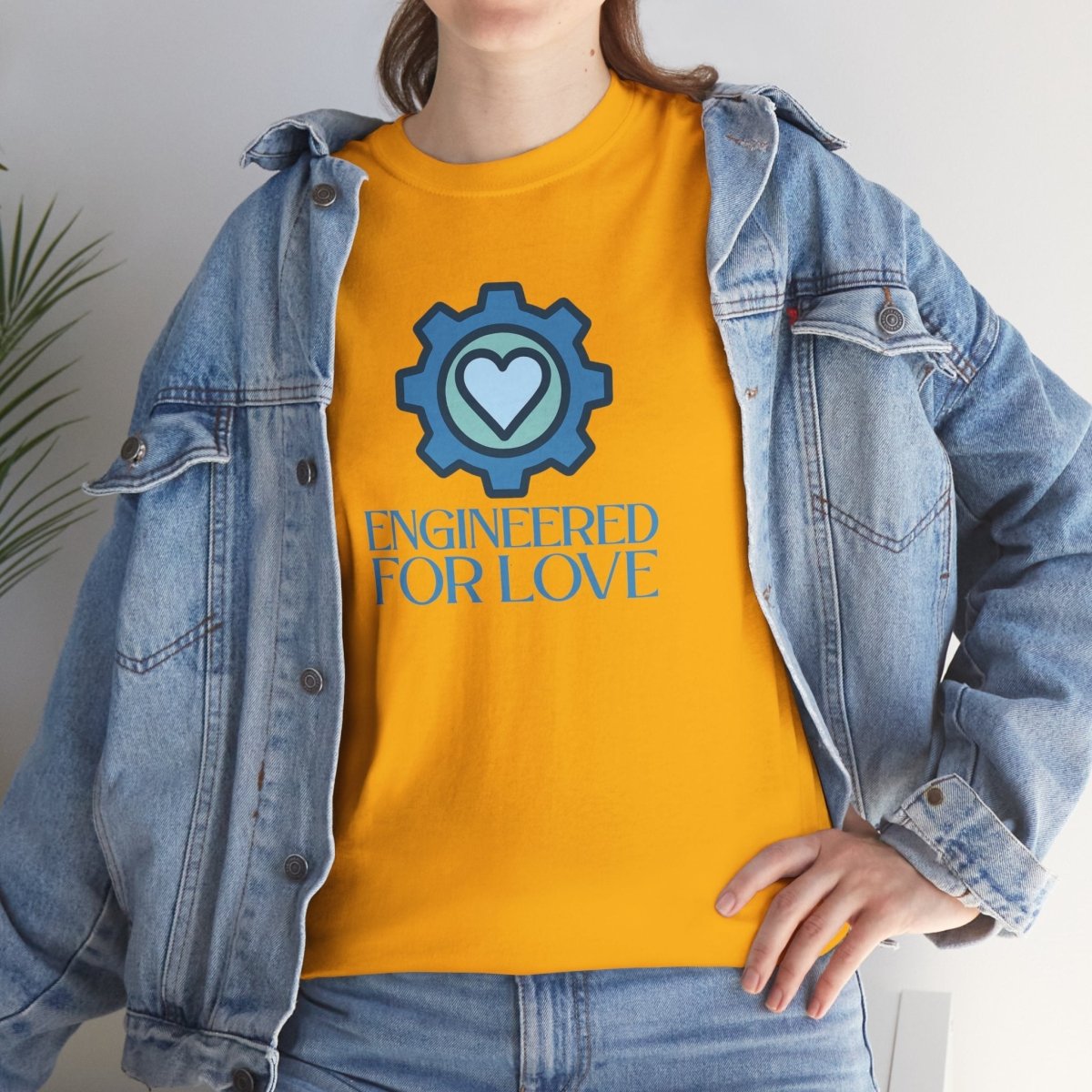 "Engineered for Love" Unisex Heavy Cotton Tee, Gift for Him/Her, Valentine's Day Shirt, Casual Wear CW - 2 Blue - AI Tee Hero