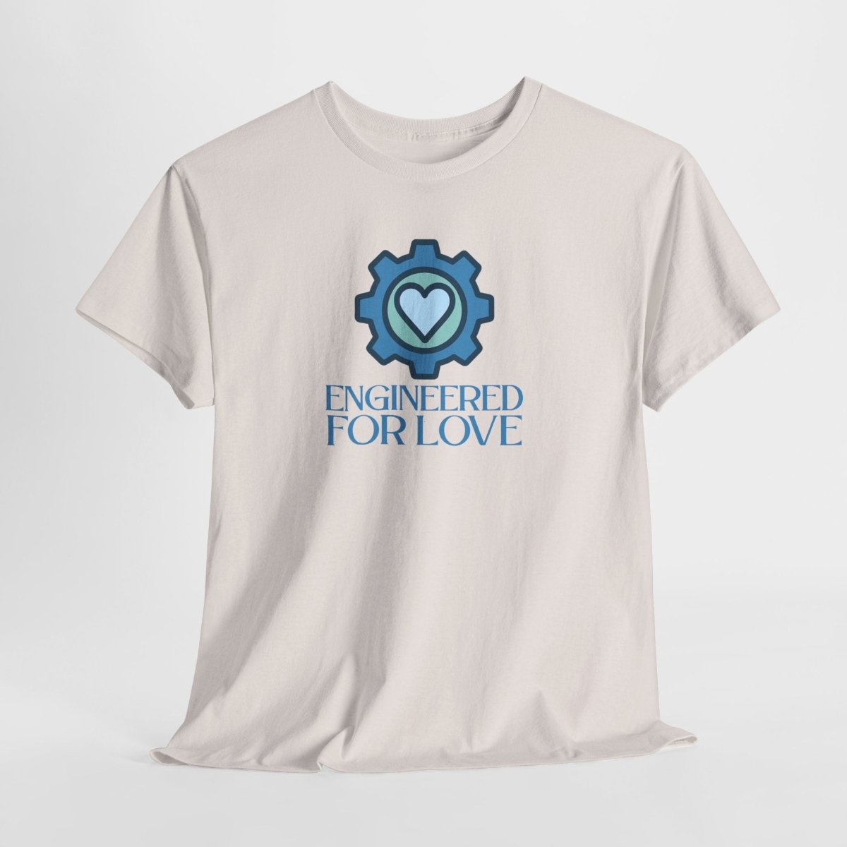 "Engineered for Love" Unisex Heavy Cotton Tee, Gift for Him/Her, Valentine's Day Shirt, Casual Wear CW - 2 Blue - AI Tee Hero