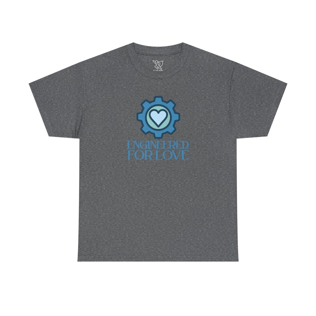 "Engineered for Love" Unisex Heavy Cotton Tee, Gift for Him/Her, Valentine's Day Shirt, Casual Wear CW - 2 Blue - AI Tee Hero