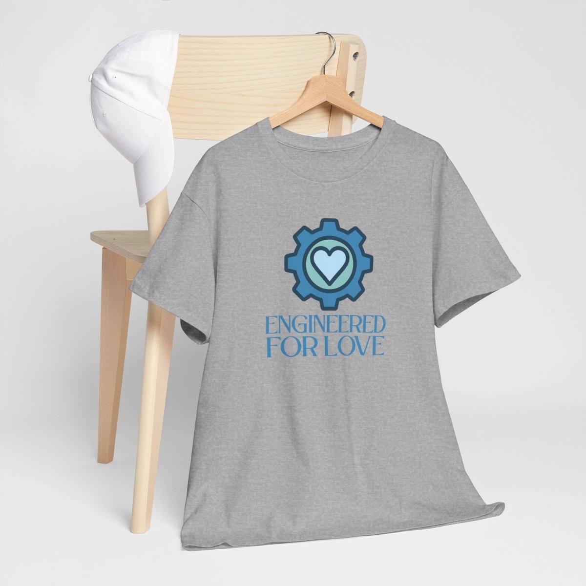 "Engineered for Love" Unisex Heavy Cotton Tee, Gift for Him/Her, Valentine's Day Shirt, Casual Wear CW - 2 Blue - AI Tee Hero