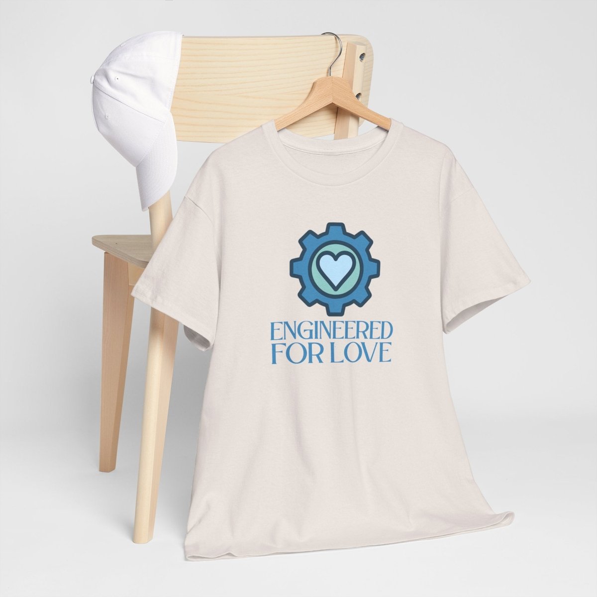 "Engineered for Love" Unisex Heavy Cotton Tee, Gift for Him/Her, Valentine's Day Shirt, Casual Wear CW - 2 Blue - AI Tee Hero
