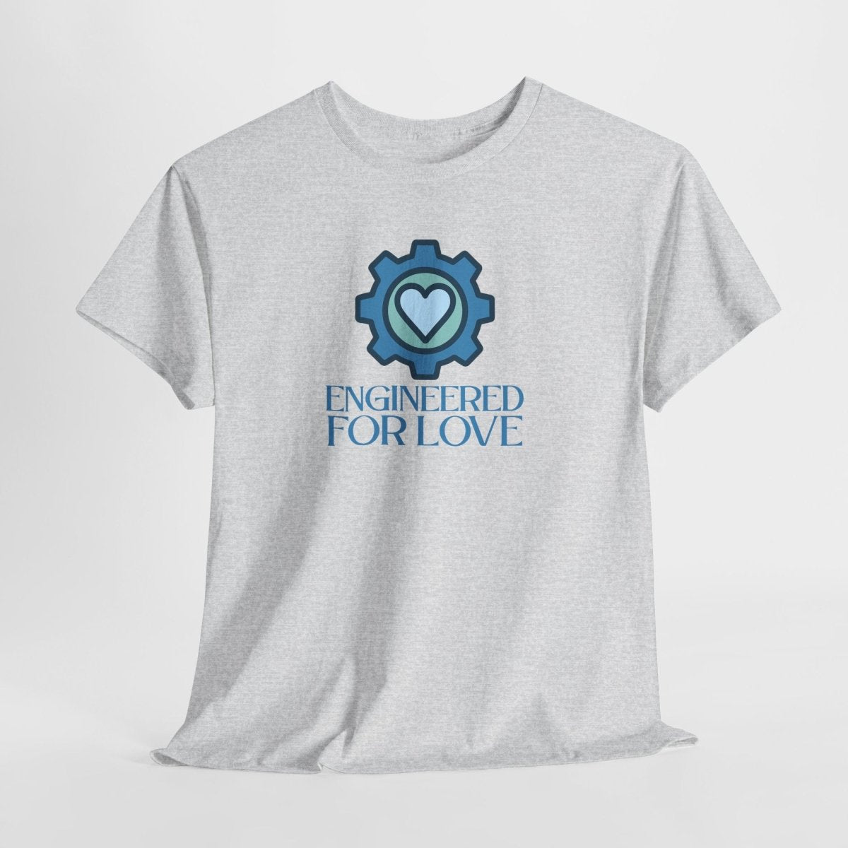 "Engineered for Love" Unisex Heavy Cotton Tee, Gift for Him/Her, Valentine's Day Shirt, Casual Wear CW - 2 Blue - AI Tee Hero