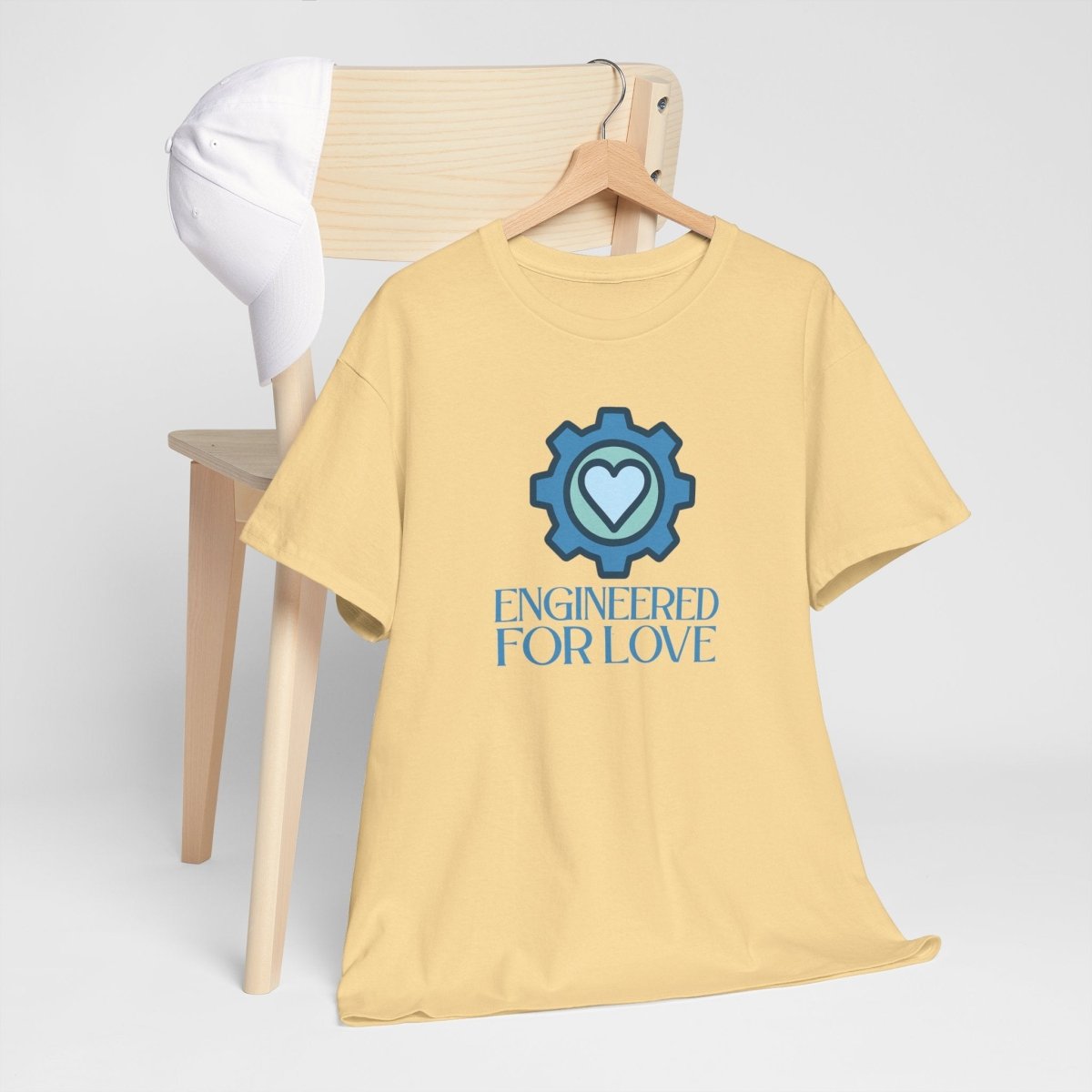 "Engineered for Love" Unisex Heavy Cotton Tee, Gift for Him/Her, Valentine's Day Shirt, Casual Wear CW - 2 Blue - AI Tee Hero