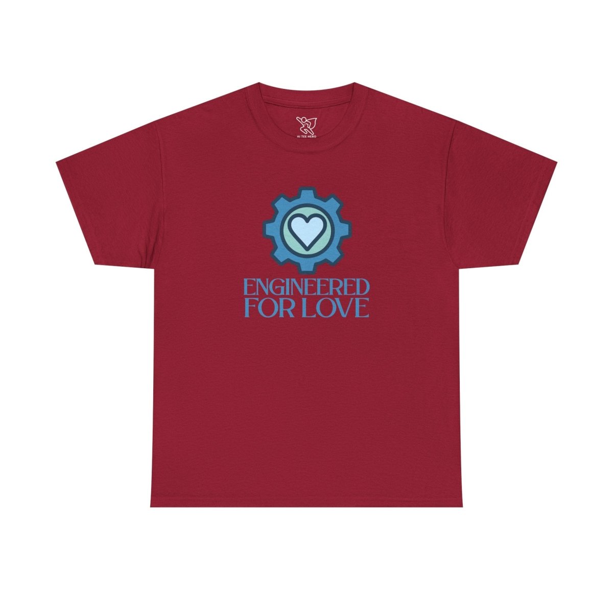 "Engineered for Love" Unisex Heavy Cotton Tee, Gift for Him/Her, Valentine's Day Shirt, Casual Wear CW - 2 Blue - AI Tee Hero