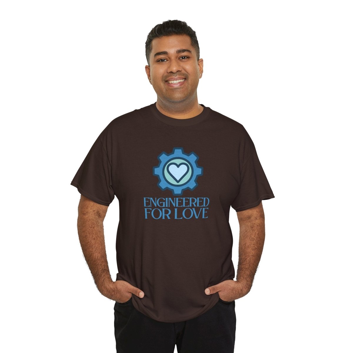 "Engineered for Love" Unisex Heavy Cotton Tee, Gift for Him/Her, Valentine's Day Shirt, Casual Wear CW - 2 Blue - AI Tee Hero