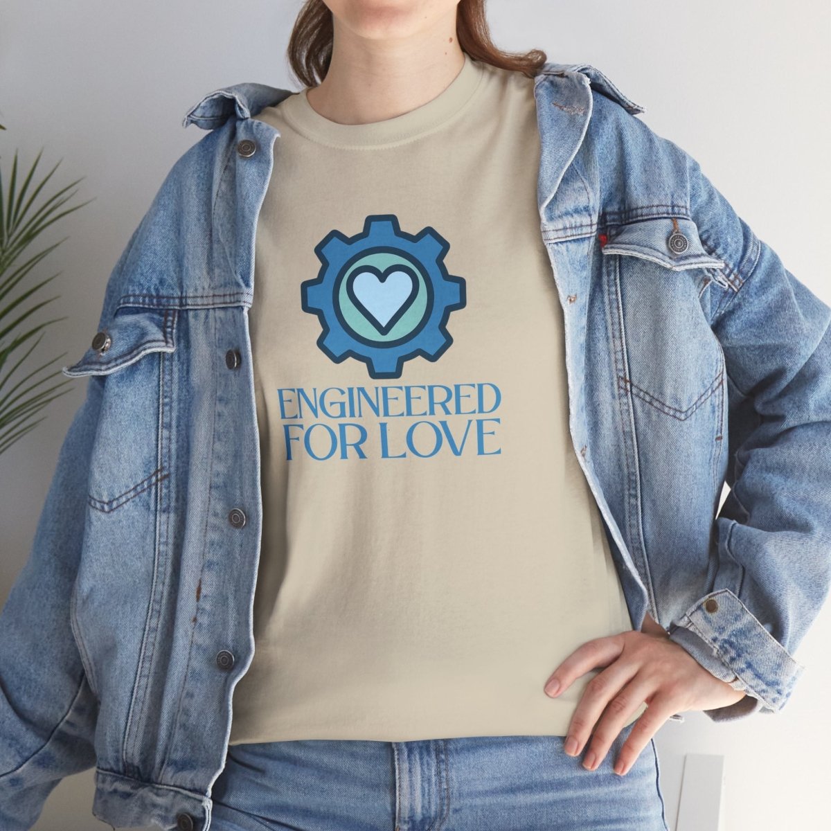 "Engineered for Love" Unisex Heavy Cotton Tee, Gift for Him/Her, Valentine's Day Shirt, Casual Wear CW - 2 Blue - AI Tee Hero