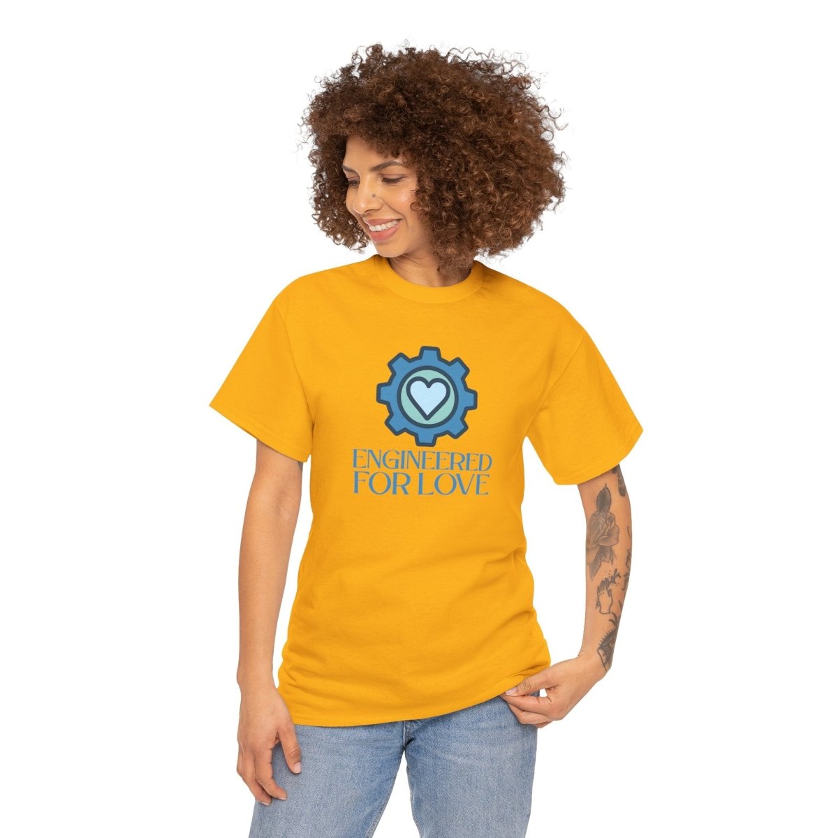 "Engineered for Love" Unisex Heavy Cotton Tee, Gift for Him/Her, Valentine's Day Shirt, Casual Wear CW - 2 Blue - AI Tee Hero