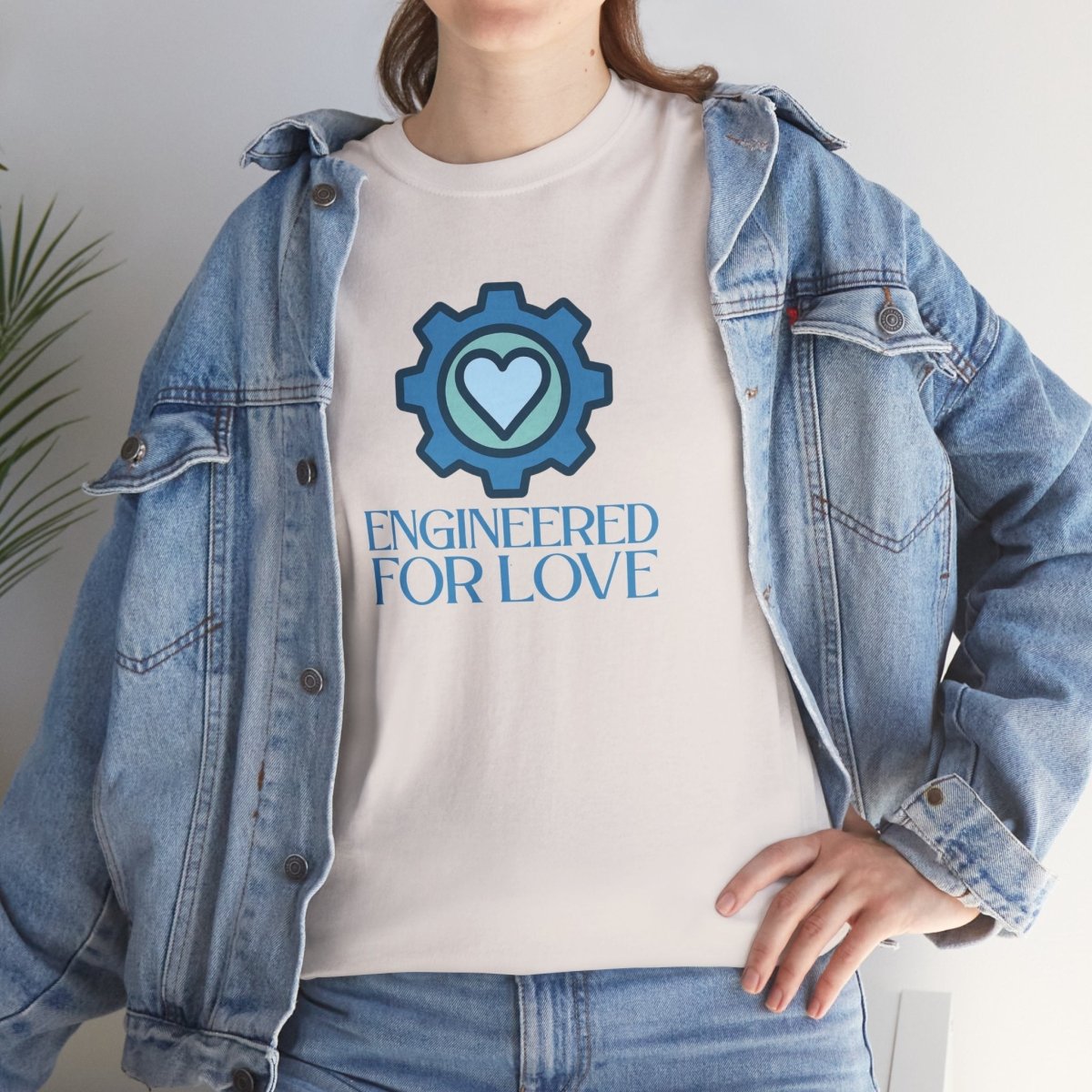"Engineered for Love" Unisex Heavy Cotton Tee, Gift for Him/Her, Valentine's Day Shirt, Casual Wear CW - 2 Blue - AI Tee Hero