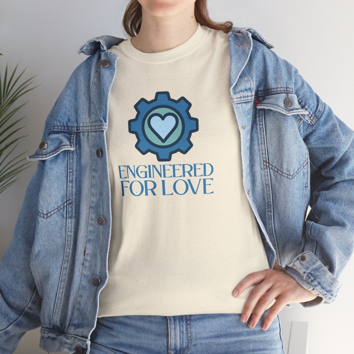 "Engineered for Love" Unisex Heavy Cotton Tee, Gift for Him/Her, Valentine's Day Shirt, Casual Wear CW - 2 Blue - AI Tee Hero