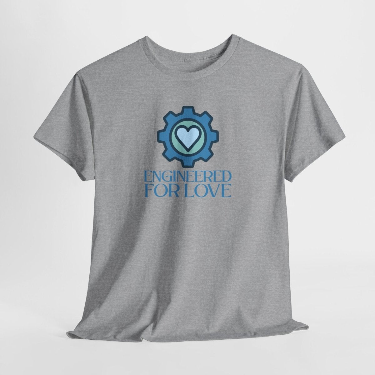 "Engineered for Love" Unisex Heavy Cotton Tee, Gift for Him/Her, Valentine's Day Shirt, Casual Wear CW - 2 Blue - AI Tee Hero