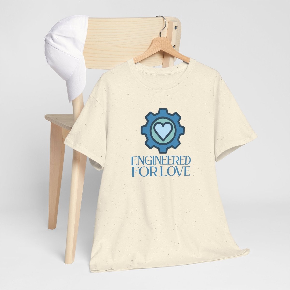 "Engineered for Love" Unisex Heavy Cotton Tee, Gift for Him/Her, Valentine's Day Shirt, Casual Wear CW - 2 Blue - AI Tee Hero
