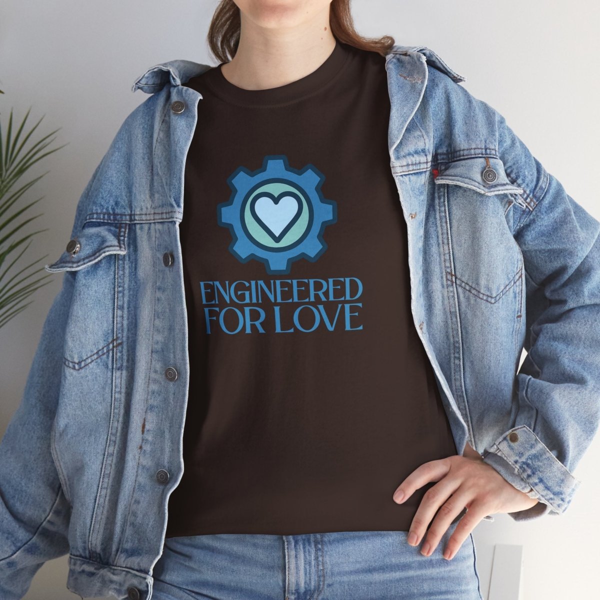 "Engineered for Love" Unisex Heavy Cotton Tee, Gift for Him/Her, Valentine's Day Shirt, Casual Wear CW - 2 Blue - AI Tee Hero