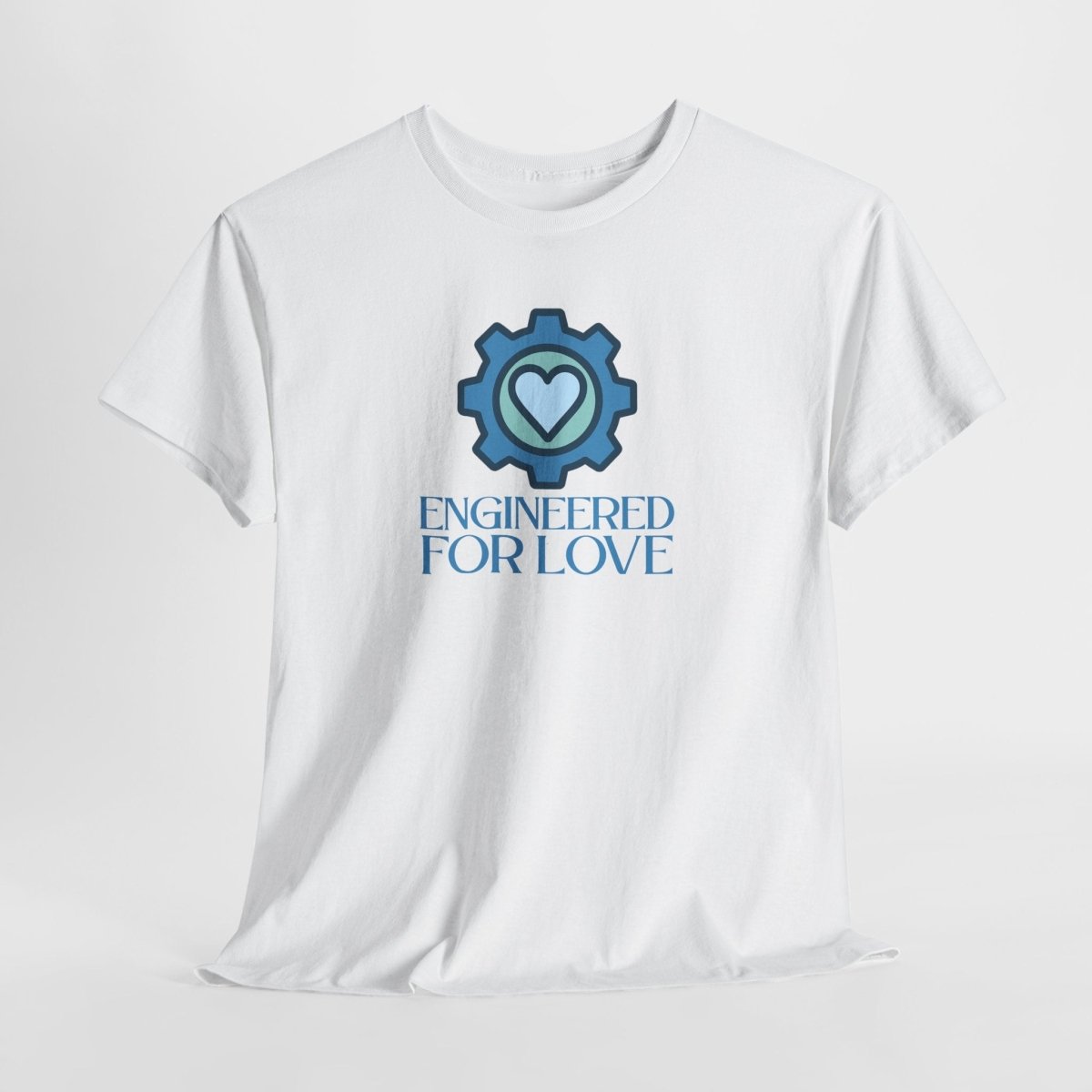 "Engineered for Love" Unisex Heavy Cotton Tee, Gift for Him/Her, Valentine's Day Shirt, Casual Wear CW - 2 Blue - AI Tee Hero