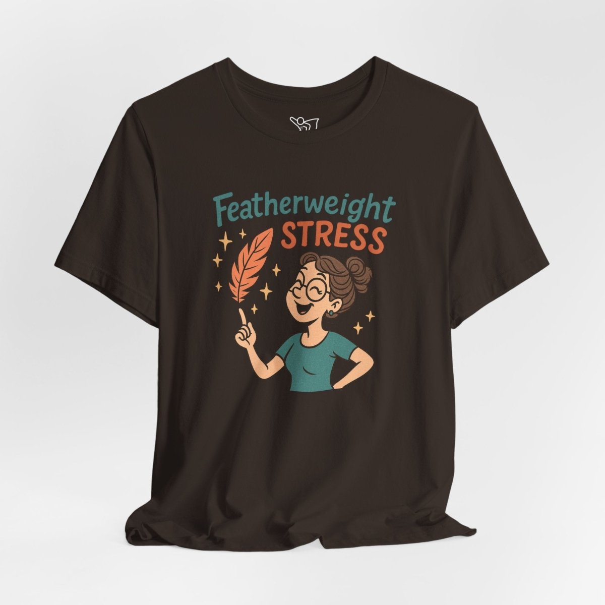 "Featherweight Stress" Unisex Tee, Funny Graphic T-Shirt, Relaxation Shirt, Gift for Mental Health Awareness, Cute Casual Wear - MINDSet Collection - AI Tee Hero