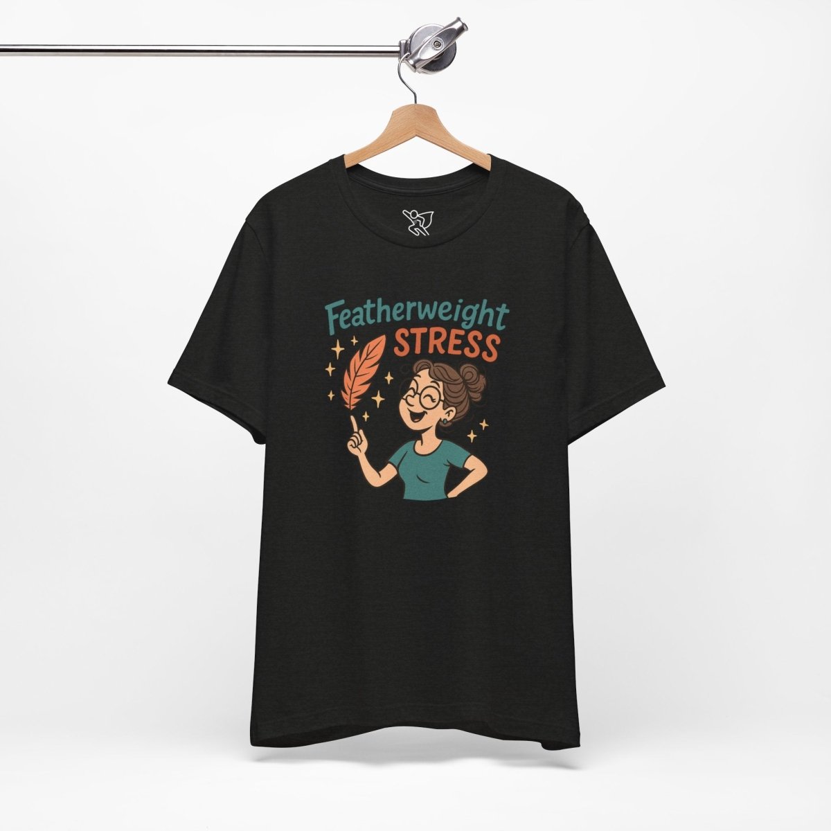 "Featherweight Stress" Unisex Tee, Funny Graphic T-Shirt, Relaxation Shirt, Gift for Mental Health Awareness, Cute Casual Wear - MINDSet Collection - AI Tee Hero