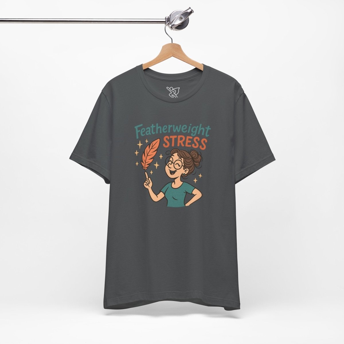 "Featherweight Stress" Unisex Tee, Funny Graphic T-Shirt, Relaxation Shirt, Gift for Mental Health Awareness, Cute Casual Wear - MINDSet Collection - AI Tee Hero