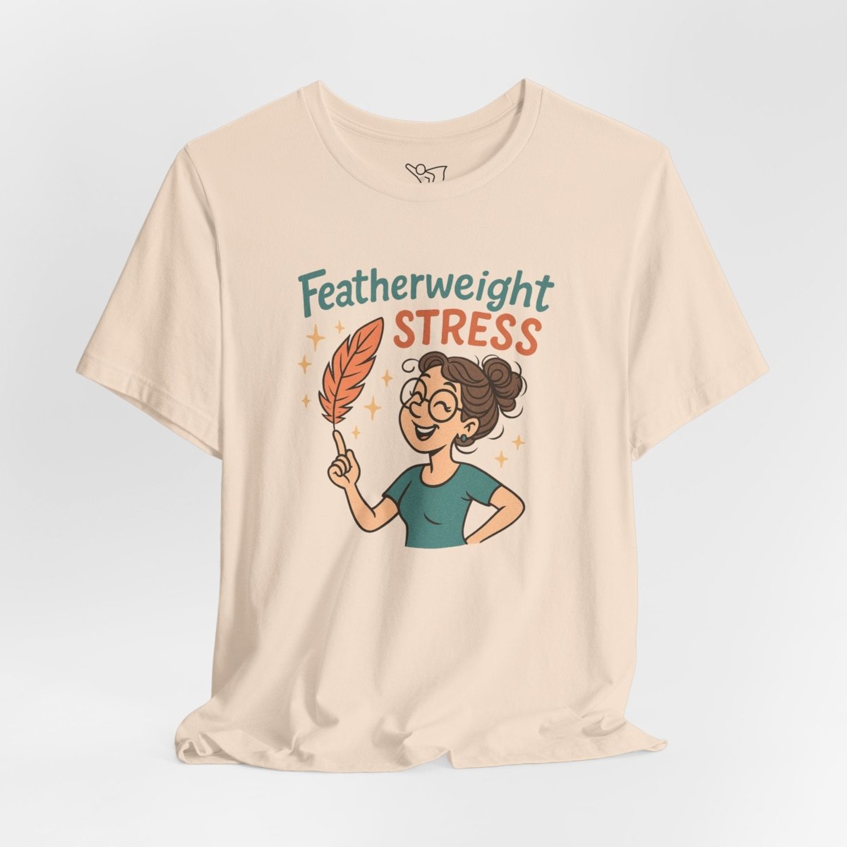 "Featherweight Stress" Unisex Tee, Funny Graphic T-Shirt, Relaxation Shirt, Gift for Mental Health Awareness, Cute Casual Wear - MINDSet Collection - AI Tee Hero