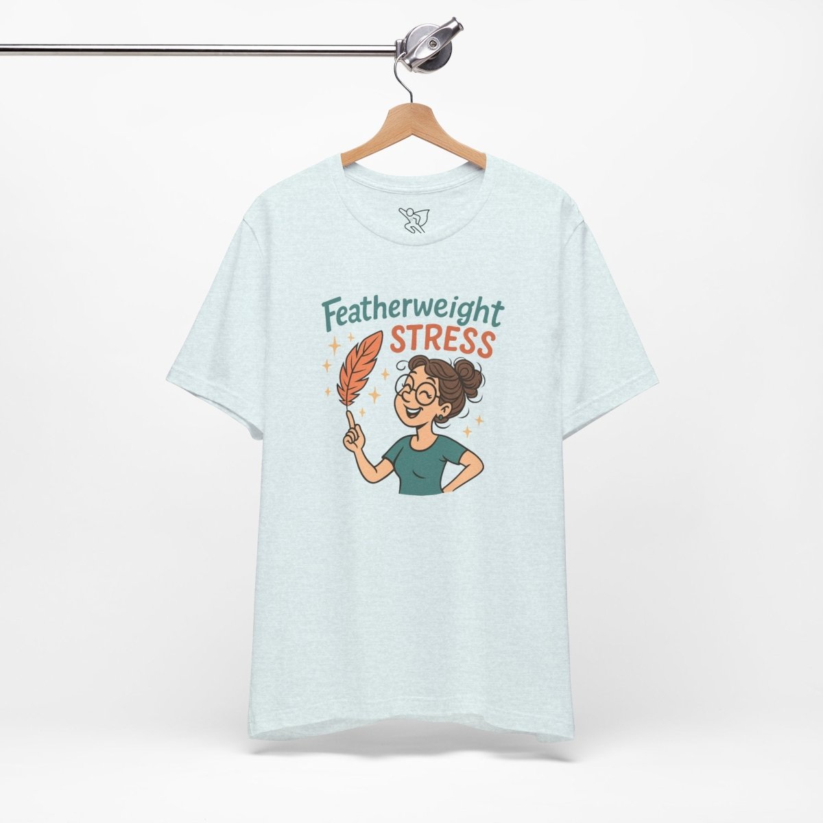 "Featherweight Stress" Unisex Tee, Funny Graphic T-Shirt, Relaxation Shirt, Gift for Mental Health Awareness, Cute Casual Wear - MINDSet Collection - AI Tee Hero