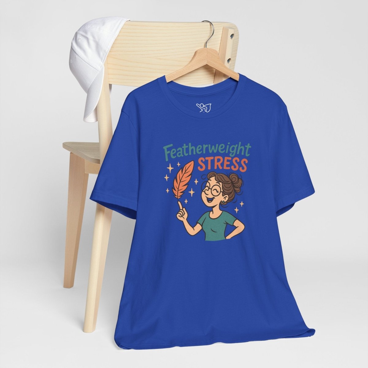 "Featherweight Stress" Unisex Tee, Funny Graphic T-Shirt, Relaxation Shirt, Gift for Mental Health Awareness, Cute Casual Wear - MINDSet Collection - AI Tee Hero