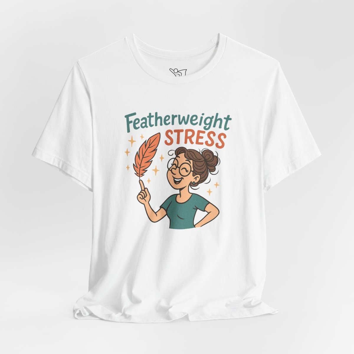 "Featherweight Stress" Unisex Tee, Funny Graphic T-Shirt, Relaxation Shirt, Gift for Mental Health Awareness, Cute Casual Wear - MINDSet Collection - AI Tee Hero