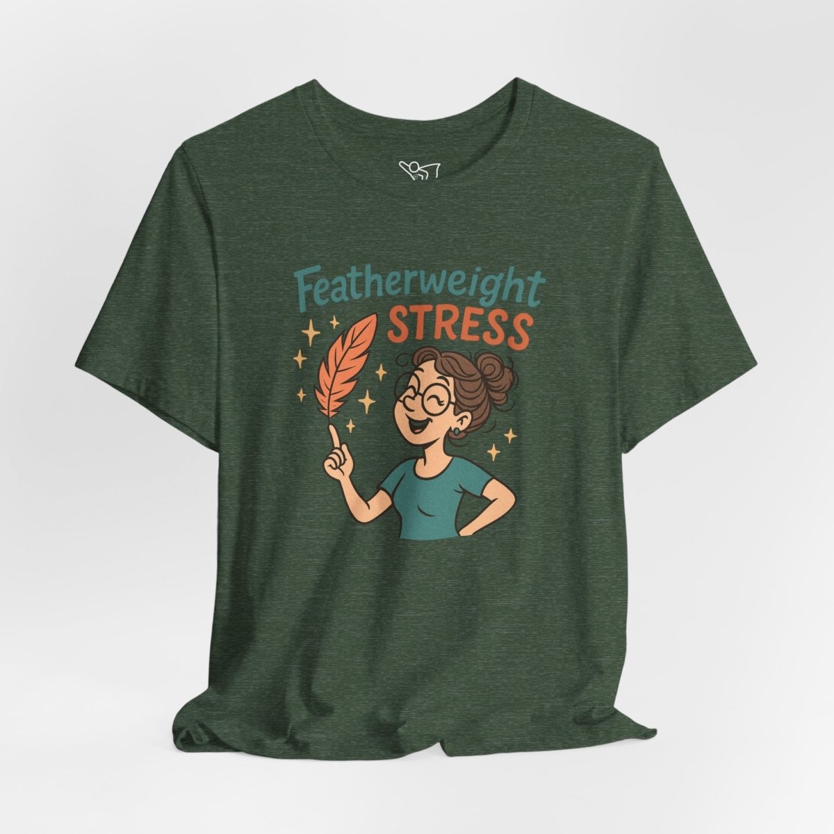 "Featherweight Stress" Unisex Tee, Funny Graphic T-Shirt, Relaxation Shirt, Gift for Mental Health Awareness, Cute Casual Wear - MINDSet Collection - AI Tee Hero