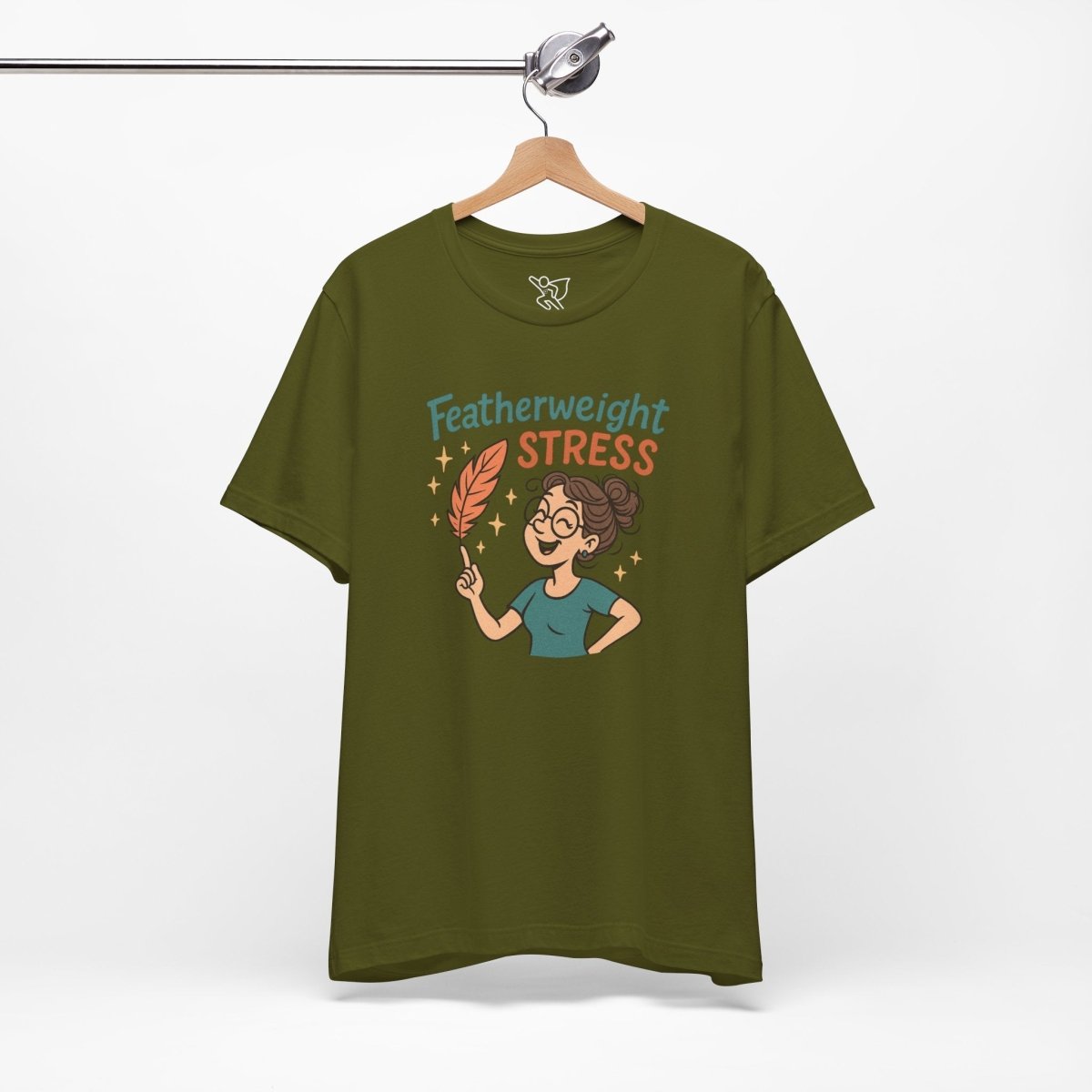 "Featherweight Stress" Unisex Tee, Funny Graphic T-Shirt, Relaxation Shirt, Gift for Mental Health Awareness, Cute Casual Wear - MINDSet Collection - AI Tee Hero