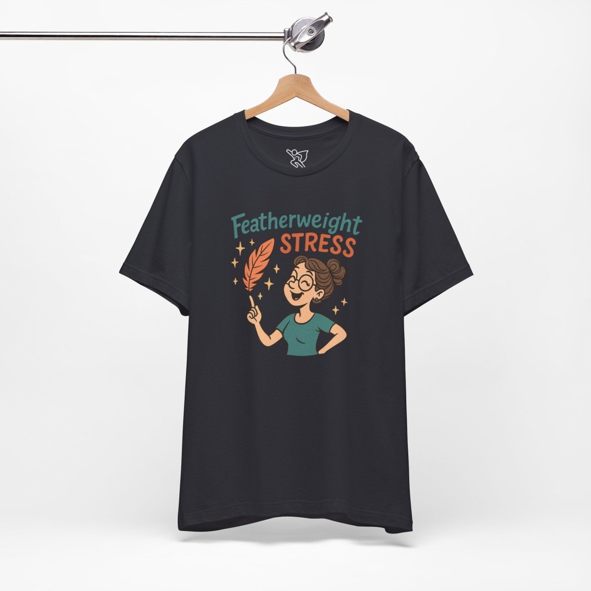"Featherweight Stress" Unisex Tee, Funny Graphic T-Shirt, Relaxation Shirt, Gift for Mental Health Awareness, Cute Casual Wear - MINDSet Collection - AI Tee Hero