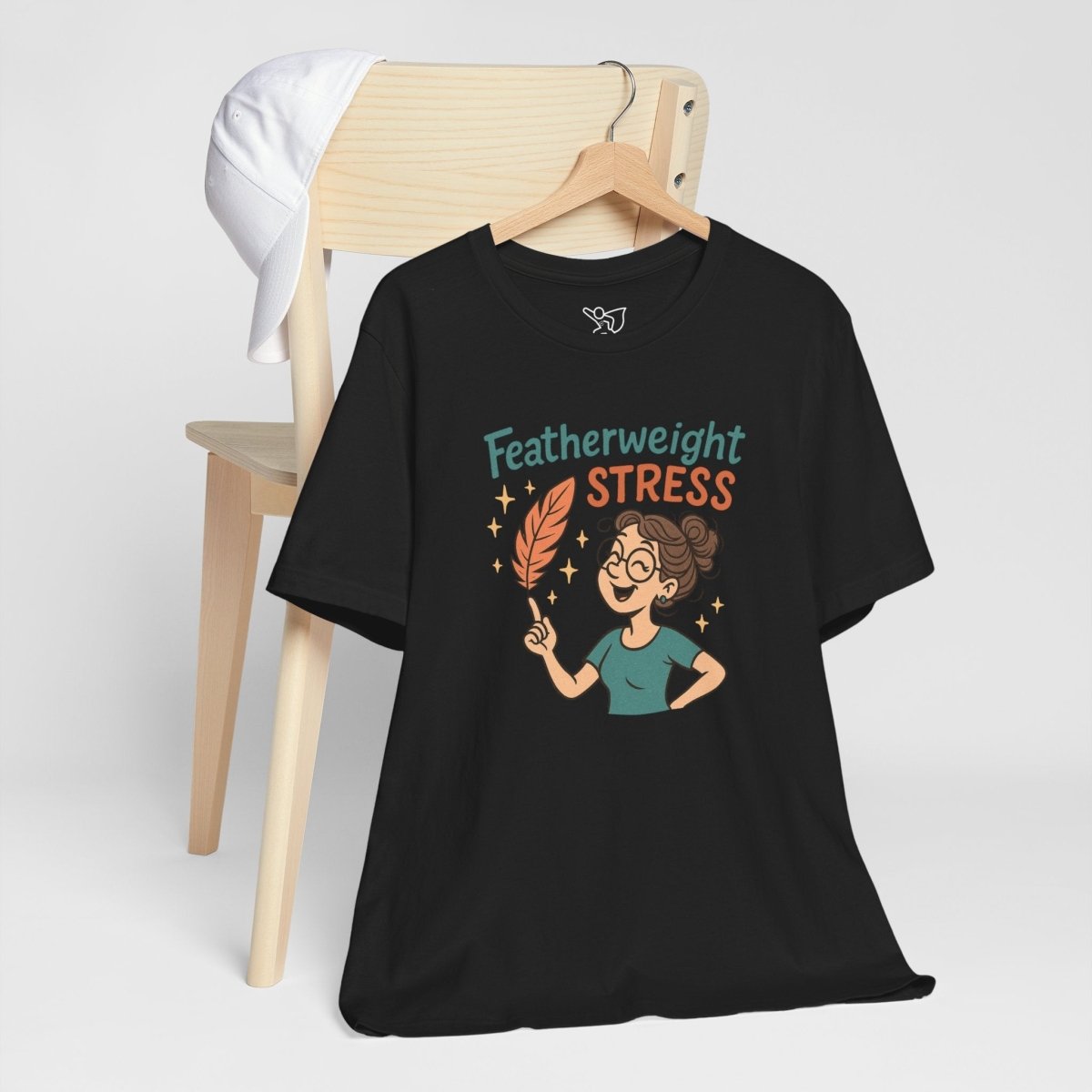 "Featherweight Stress" Unisex Tee, Funny Graphic T-Shirt, Relaxation Shirt, Gift for Mental Health Awareness, Cute Casual Wear - MINDSet Collection - AI Tee Hero
