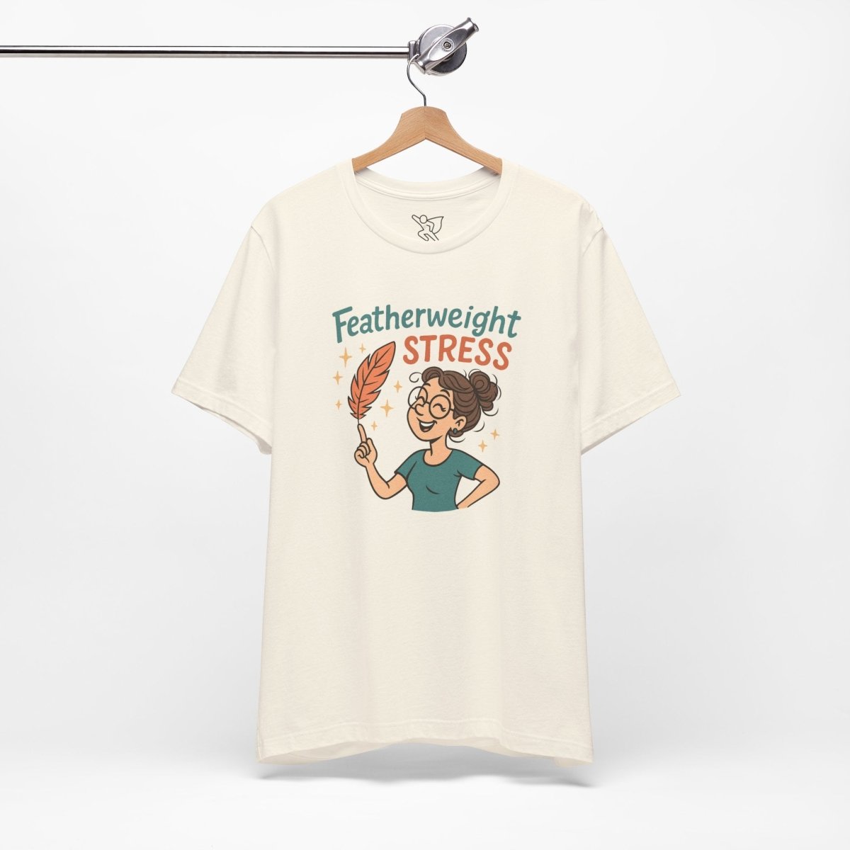 "Featherweight Stress" Unisex Tee, Funny Graphic T-Shirt, Relaxation Shirt, Gift for Mental Health Awareness, Cute Casual Wear - MINDSet Collection - AI Tee Hero