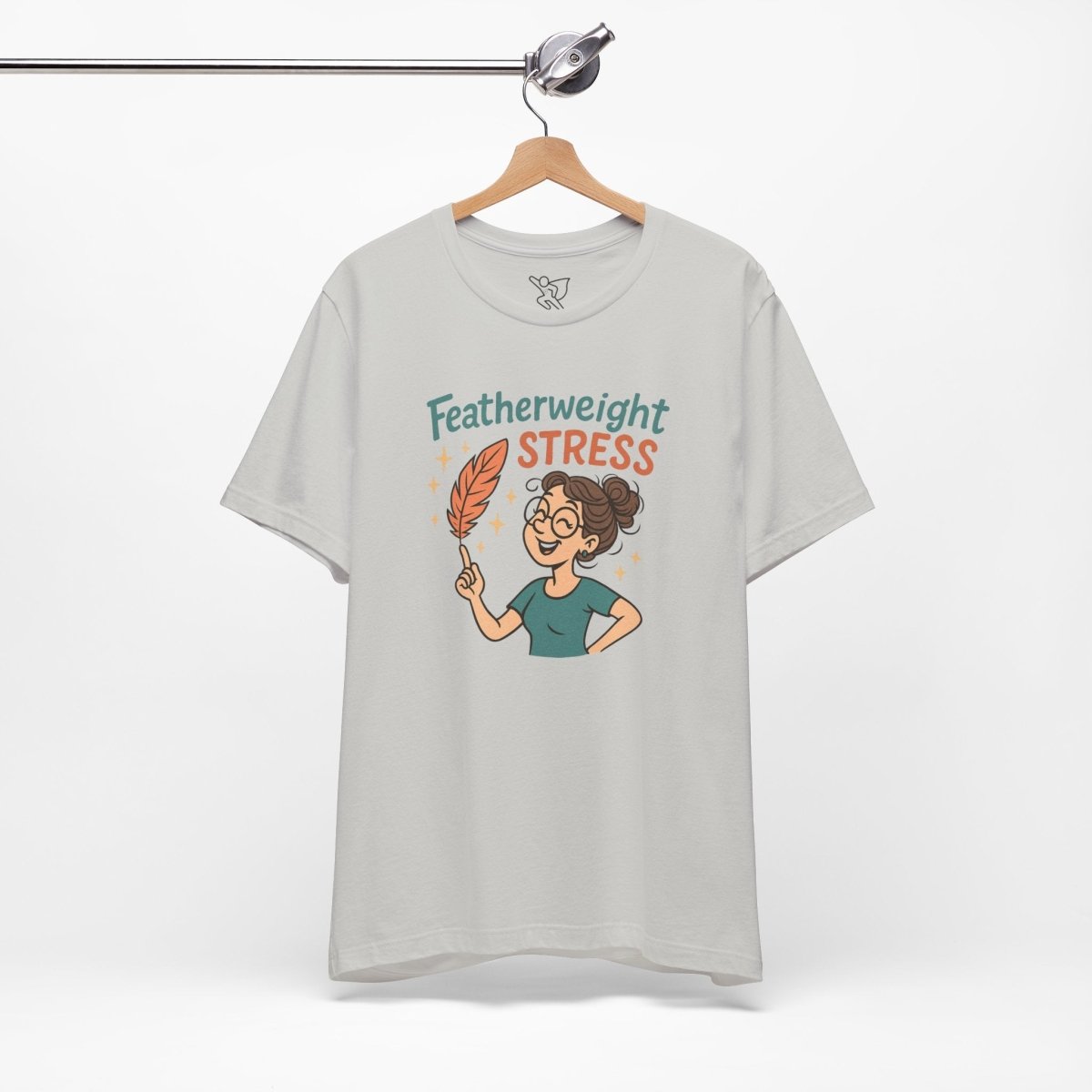 "Featherweight Stress" Unisex Tee, Funny Graphic T-Shirt, Relaxation Shirt, Gift for Mental Health Awareness, Cute Casual Wear - MINDSet Collection - AI Tee Hero