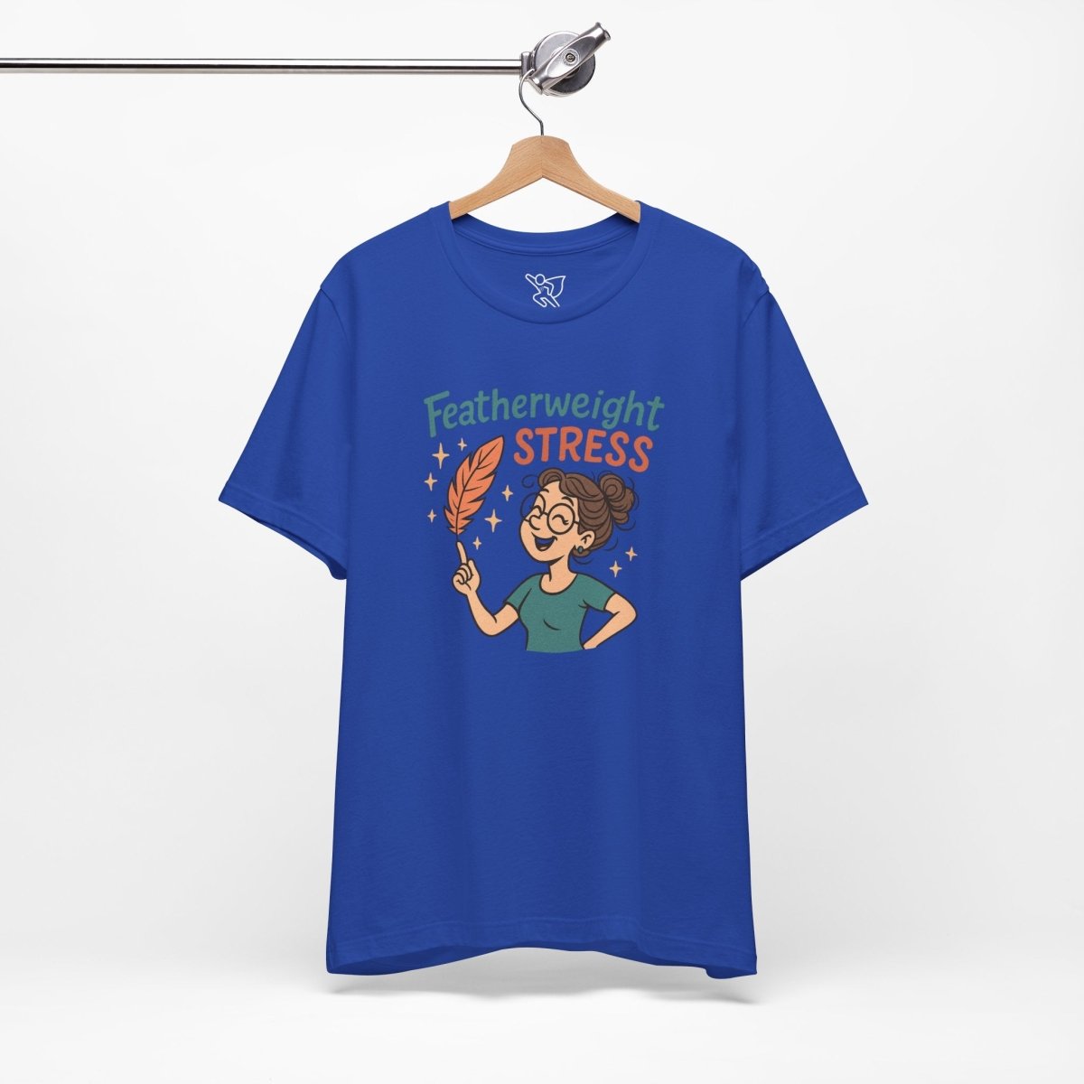 "Featherweight Stress" Unisex Tee, Funny Graphic T-Shirt, Relaxation Shirt, Gift for Mental Health Awareness, Cute Casual Wear - MINDSet Collection - AI Tee Hero