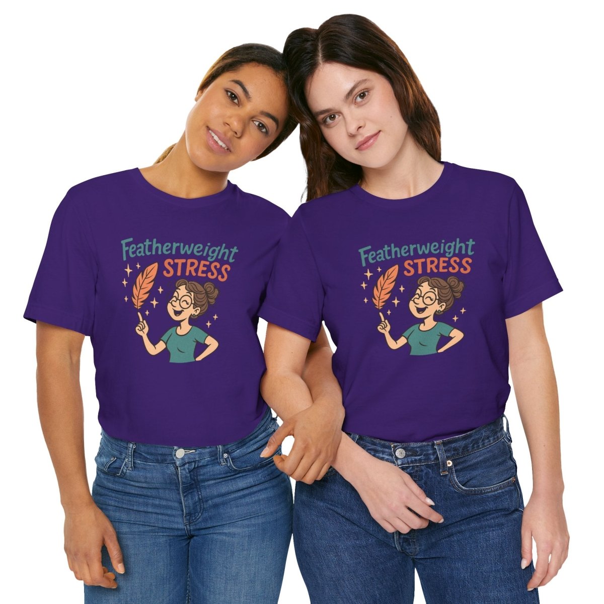 "Featherweight Stress" Unisex Tee, Funny Graphic T-Shirt, Relaxation Shirt, Gift for Mental Health Awareness, Cute Casual Wear - MINDSet Collection - AI Tee Hero