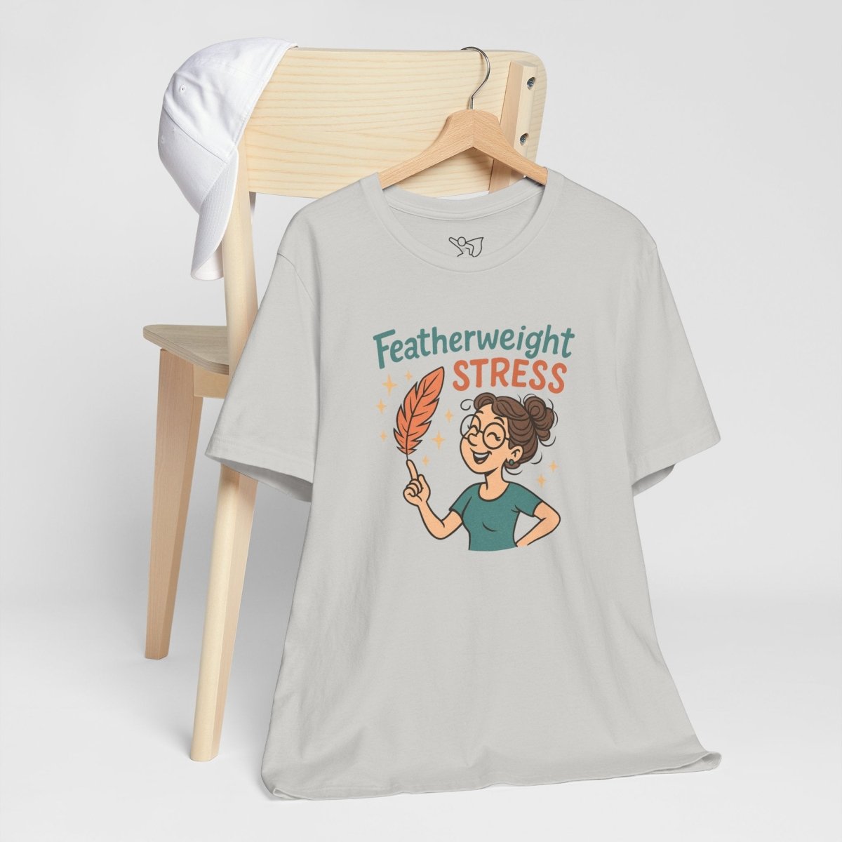 "Featherweight Stress" Unisex Tee, Funny Graphic T-Shirt, Relaxation Shirt, Gift for Mental Health Awareness, Cute Casual Wear - MINDSet Collection - AI Tee Hero