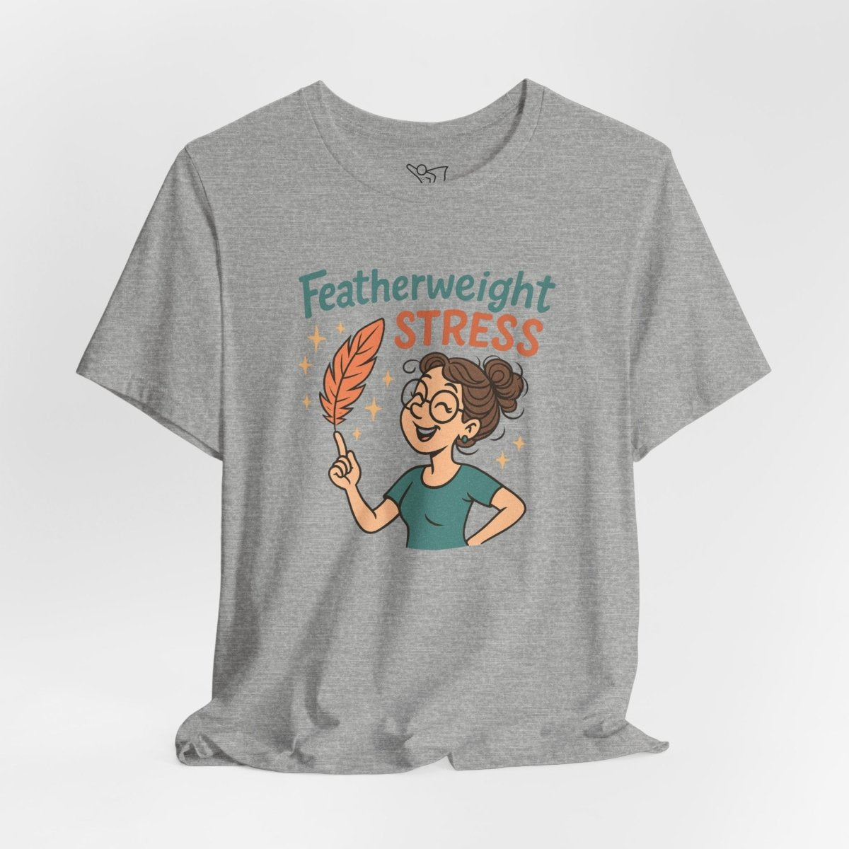 "Featherweight Stress" Unisex Tee, Funny Graphic T-Shirt, Relaxation Shirt, Gift for Mental Health Awareness, Cute Casual Wear - MINDSet Collection - AI Tee Hero